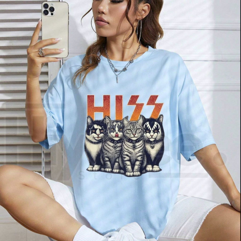 "HISS" – Funny Rocker Cats Retro Graphic Top