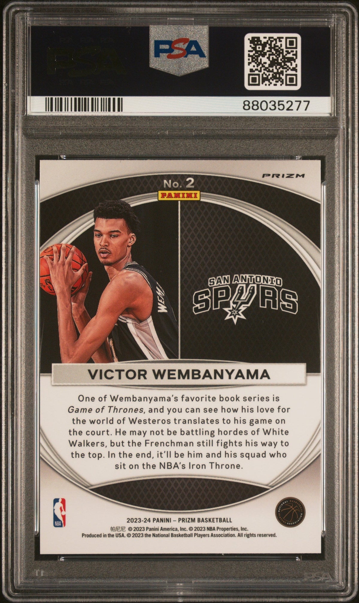Graded 2023 Panini Prizm Victor Wembanyama #2 Global Reach Silver Rookie RC Basketball Card PSA 10 Gem Mint