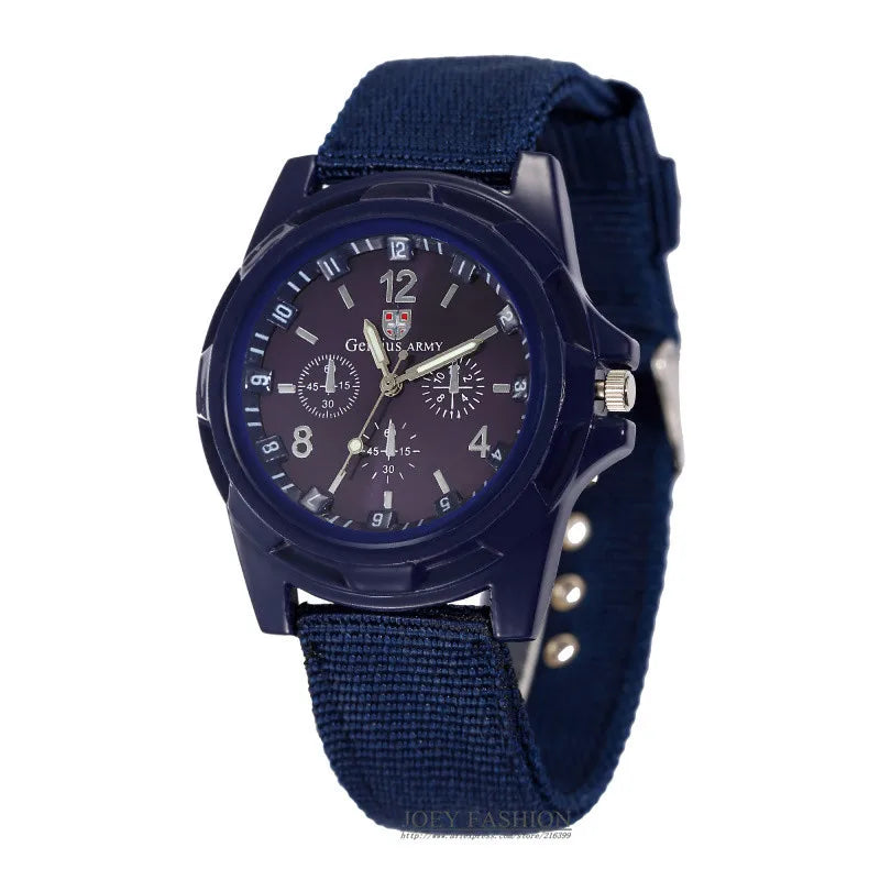 Men's Military Quartz Sport Watch – Soft Nylon Band, Casual Style