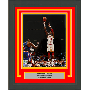 Framed Autographed/Signed Hakeem Olajuwon Houston Rockets 8x10 Basketball Photo Beckett BAS COA