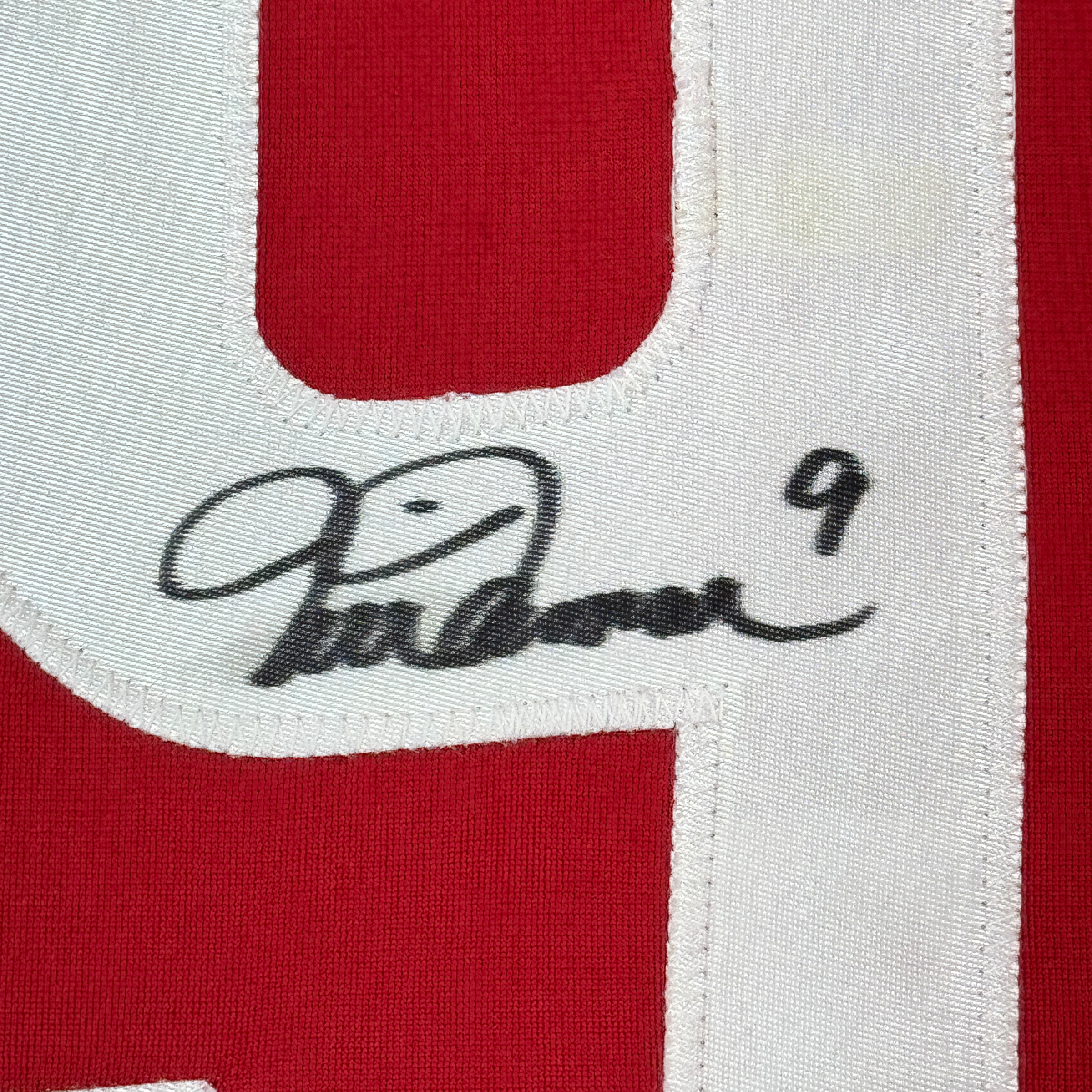 Framed Autographed/Signed Mia Hamm 35x39 Red Soccer Team USA United States World Cup Jersey Beckett BAS COA