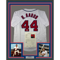 Framed Autographed/Signed Hank Henry Aaron 35x39 Atlanta White Baseball Jersey JSA COA/LOA