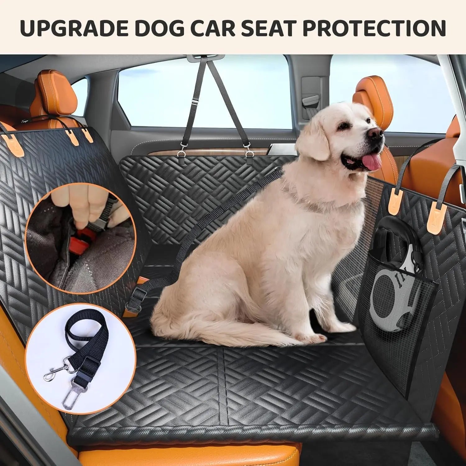 Dog Car Seat Cover Hammock – Hard Bottom, for SUV & Truck Back Seat