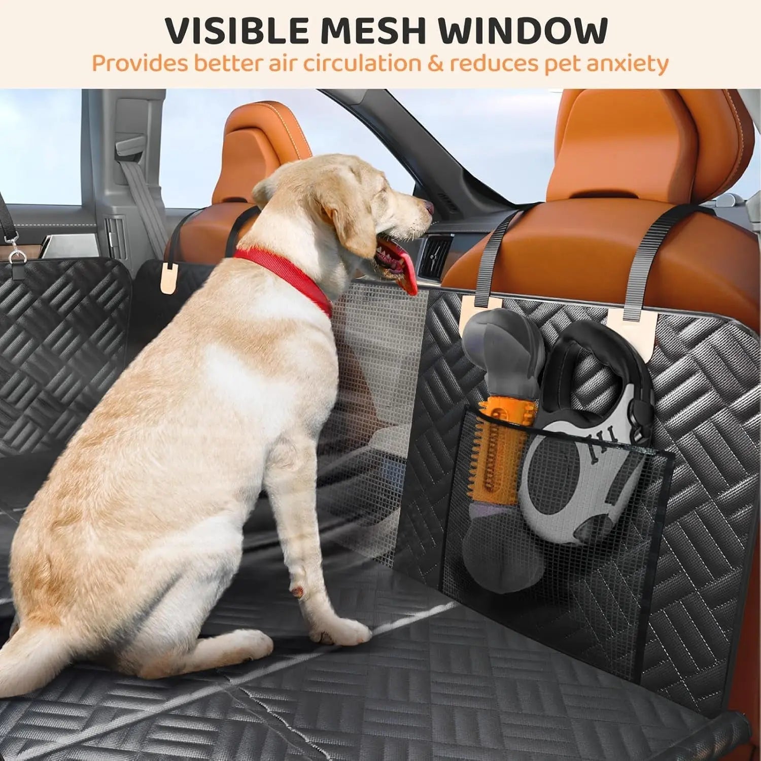 Dog Car Seat Cover Hammock – Hard Bottom, for SUV & Truck Back Seat