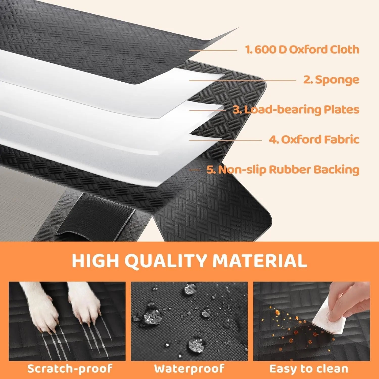 Dog Car Seat Cover Hammock – Hard Bottom, for SUV & Truck Back Seat