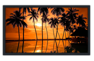 Professionally Framed Hawaii Palmtree Sunset Skyline High-Resolution Panoramic Photo 12x22 Wall Art