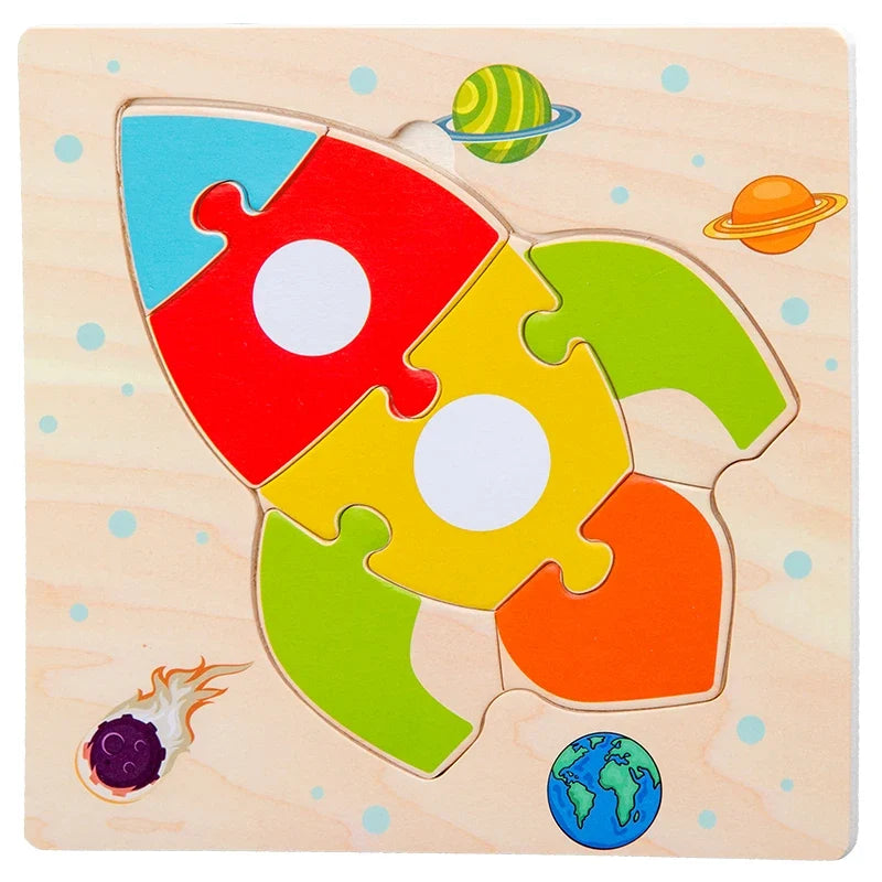 Baby Wooden 3D Tangram Puzzle – Educational Cartoon Animal Toy
