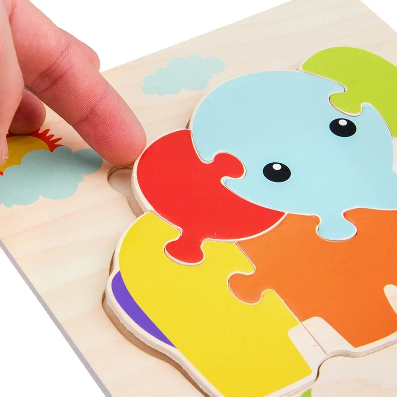 Baby Wooden 3D Tangram Puzzle – Educational Cartoon Animal Toy