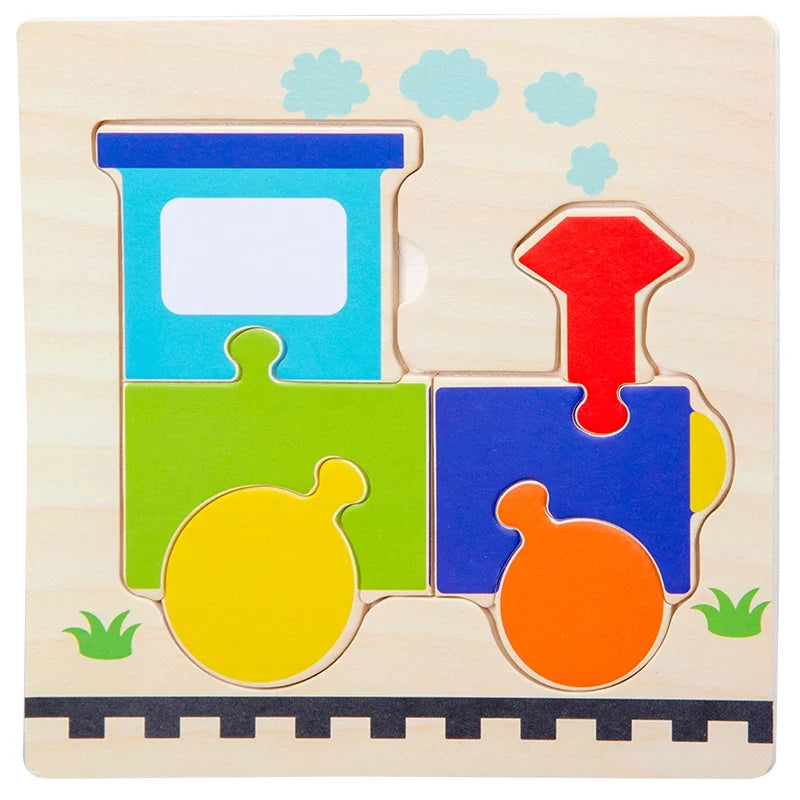 Baby Wooden 3D Tangram Puzzle – Educational Cartoon Animal Toy