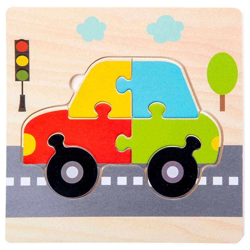 Baby Wooden 3D Tangram Puzzle – Educational Cartoon Animal Toy