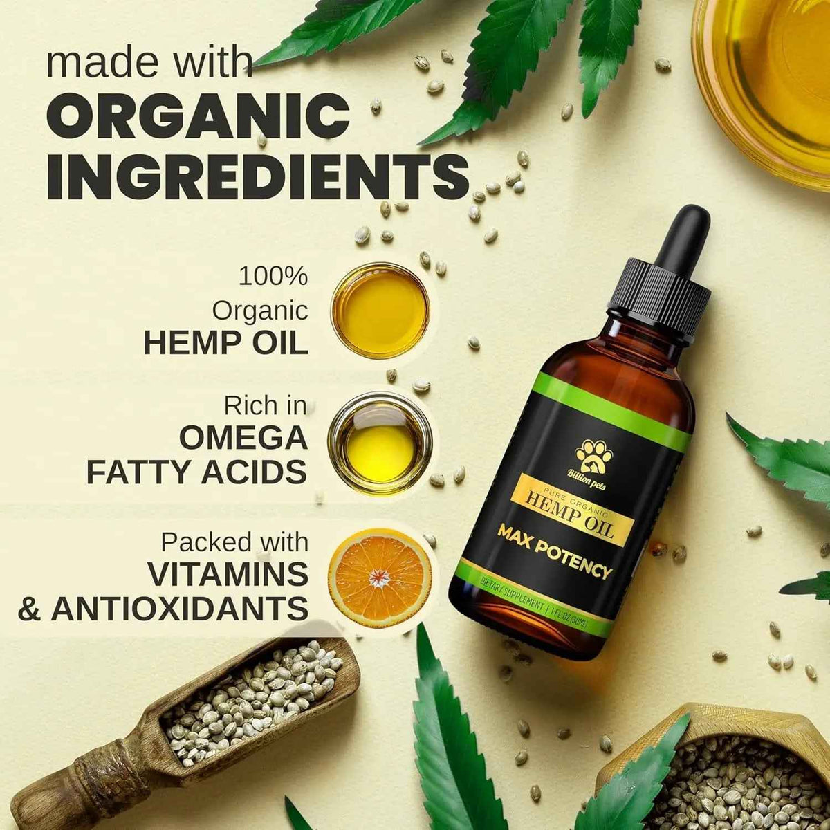 Hemp Oil Calming Drops for Dogs & Cats
