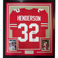 Framed Autographed/Signed TreVeyon Henderson 35x39 Ohio State Red College Football Jersey Beckett BAS COA