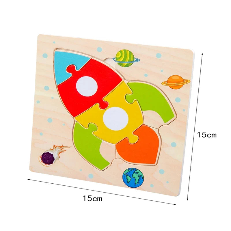 Baby Wooden 3D Tangram Puzzle – Educational Cartoon Animal Toy
