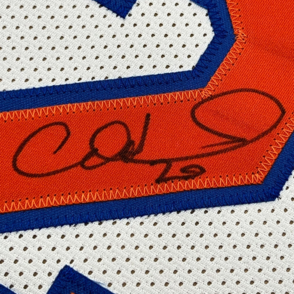 Framed Autographed/Signed Allan Houston 35x39 New York White Basketball Jersey PSA/DNA COA