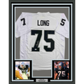 Framed Autographed/Signed Howie Long 35x39 Oakland White Football Jersey Beckett BAS COA