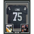 Framed Autographed/Signed Howie Long 35x39 Oakland White Football Jersey Beckett BAS COA