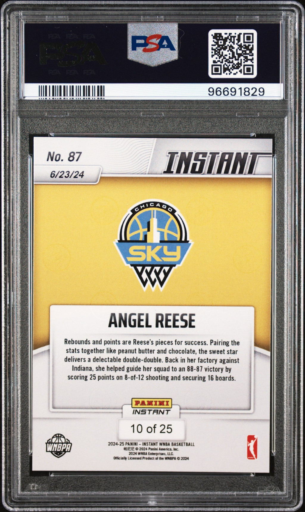 Graded 2024 Panini Instant WNBA Angel Reese #87 Jungle #/25 Rookie RC Basketball Card PSA 9 Near Mint