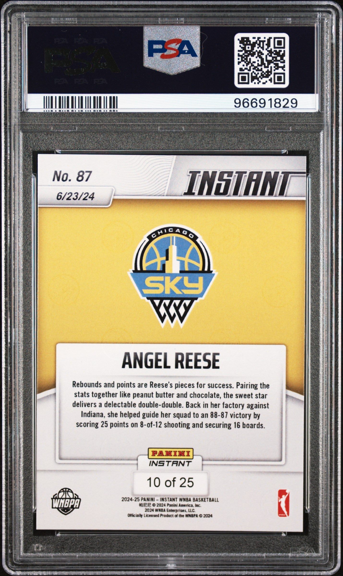 Graded 2024 Panini Instant WNBA Angel Reese #87 Jungle #/25 Rookie RC Basketball Card PSA 9 Near Mint