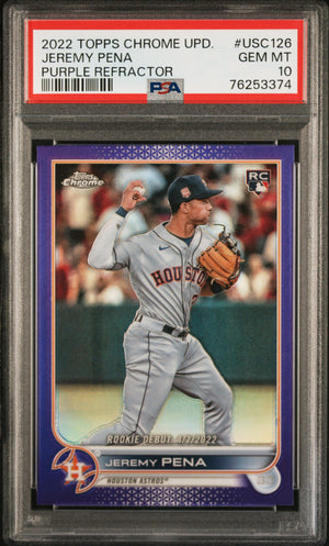 Graded 2022 Topps Chrome Update Jeremy Pena #USC126 Purple Refractor Rookie RC Baseball Card PSA 10 Gem Mint