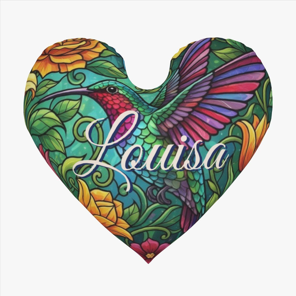Personalized Hummingbird Heart Pillow | Custom Name Gift | Plush PP cotton filling