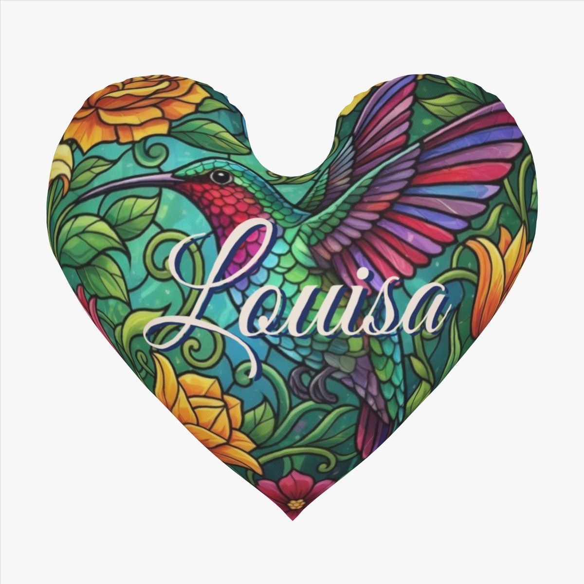 Personalized Hummingbird Heart Pillow | Custom Name Gift | Plush PP cotton filling