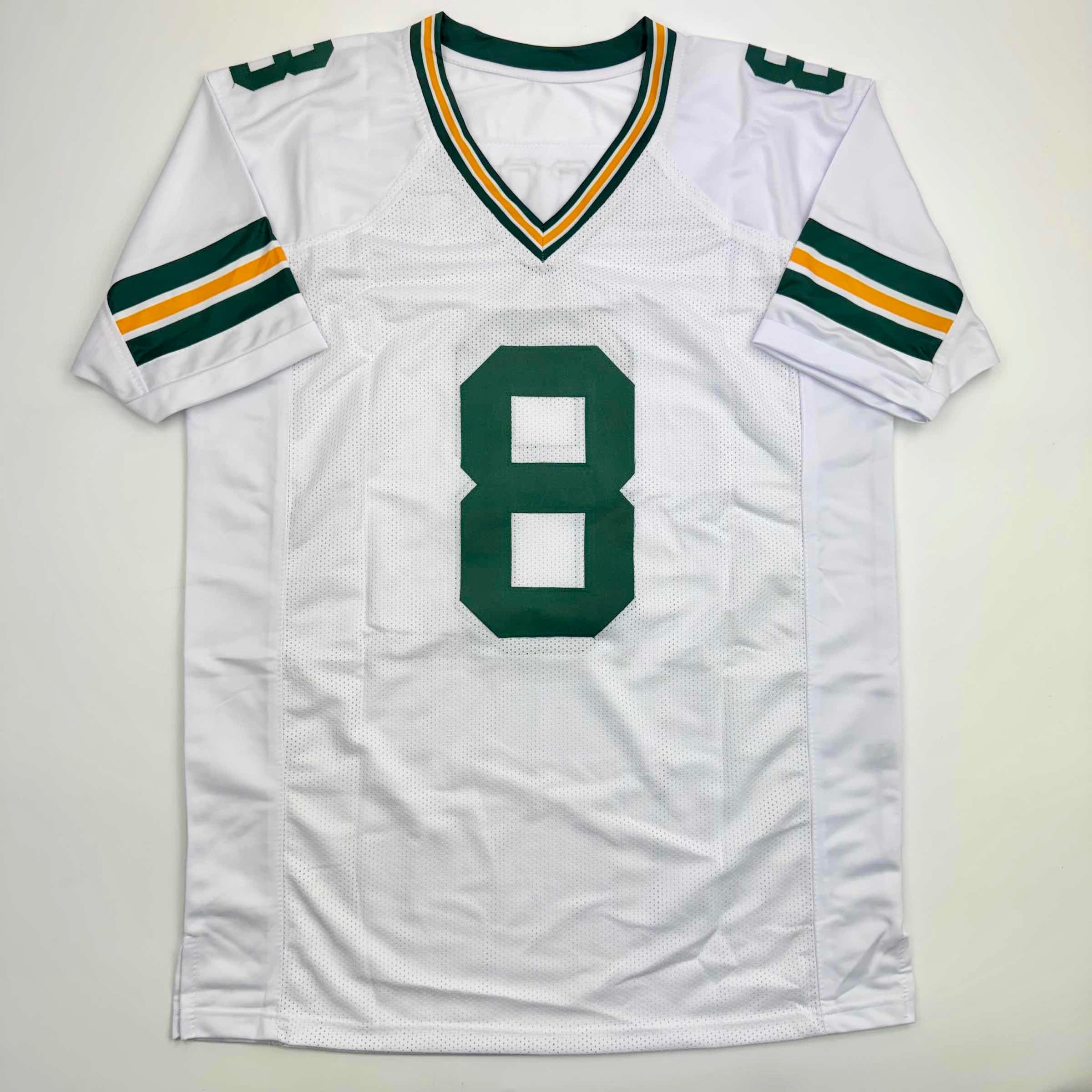 Autographed/Signed Josh Jacobs Green Bay White Football Jersey Beckett BAS COA
