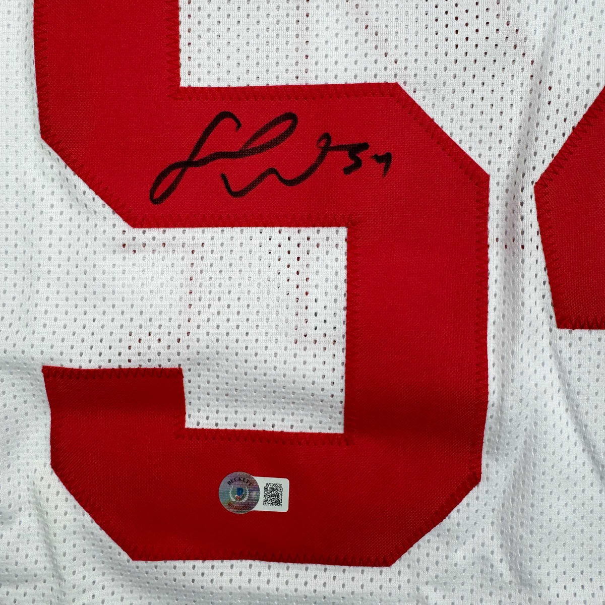 Autographed/Signed Fred Warner San Francisco White Football Jersey Beckett BAS COA