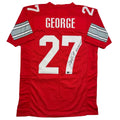 Autographed/Signed Eddie George Ohio State Red College Football Jersey JSA COA
