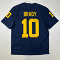 Autographed/Signed Tom Brady Michigan Wolverines Blue Authentic Limited Football Jersey Fanatics COA