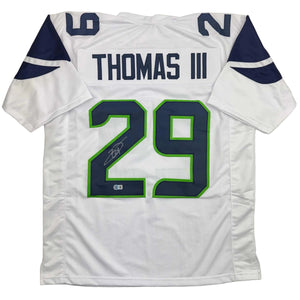 Autographed/Signed Earl Thomas III Seattle White Football Jersey Beckett BAS COA