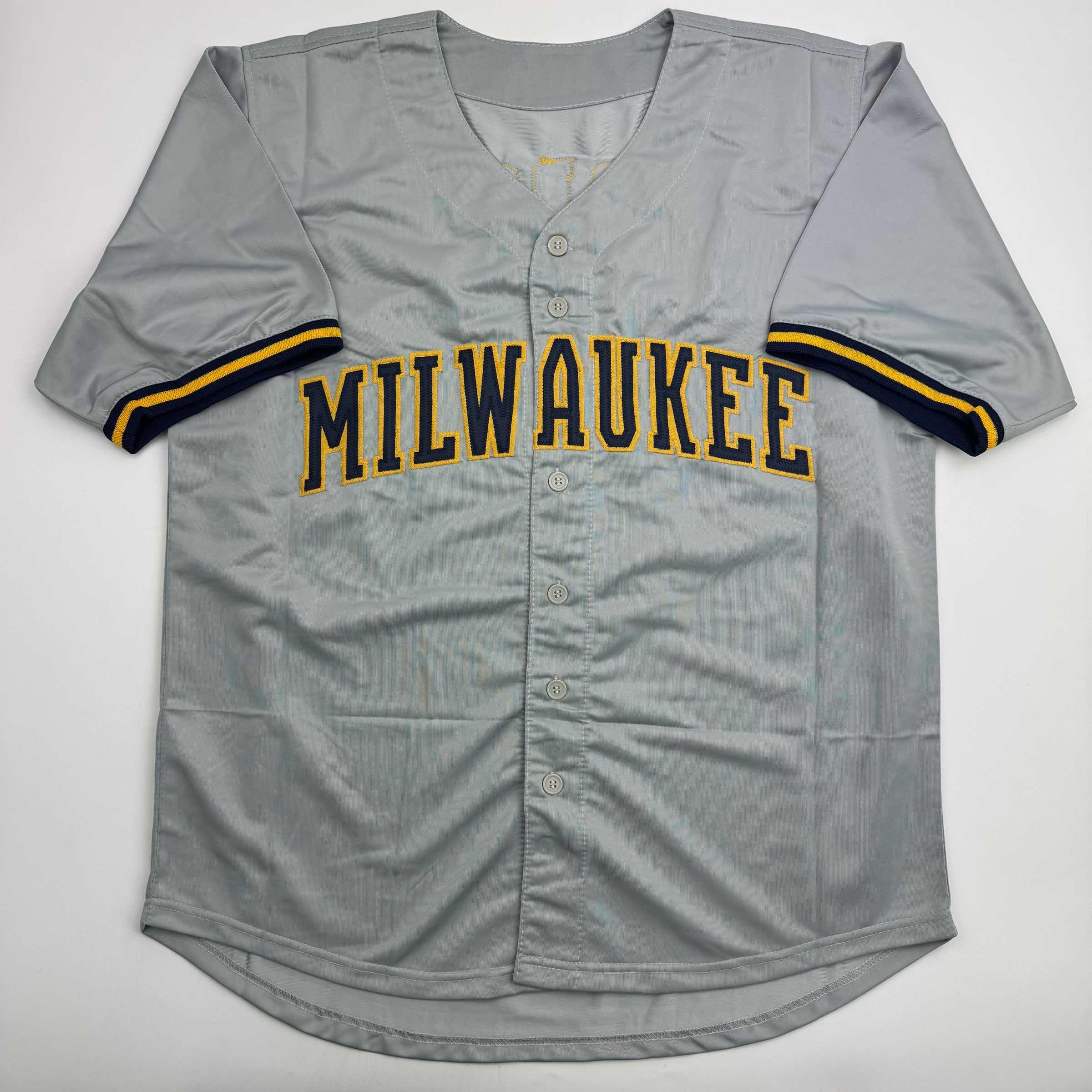 Autographed/Signed Jacob Misiorowski Milwaukee Grey Baseball Jersey JSA COA