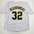 Autographed/Signed Jacob Misiorowski Milwaukee Pinstripe Baseball Jersey JSA COA