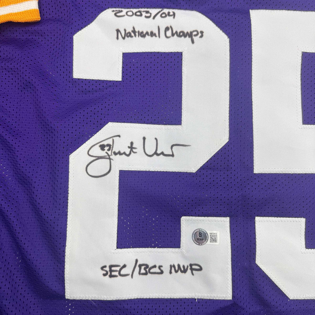 Autographed/Signed Justin Vincent LSU Purple College Football Jersey Beckett BAS COA