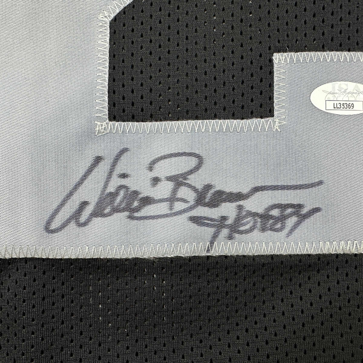 Autographed/Signed Willie Brown HOF 84  Las Vegas Oakland Black Football Jersey JSA COA