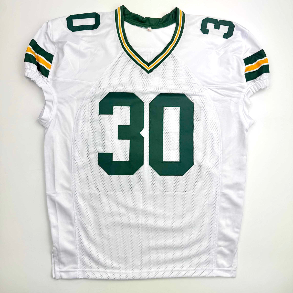 Autographed/Signed Ahman Green Green Bay White Football Jersey JSA COA