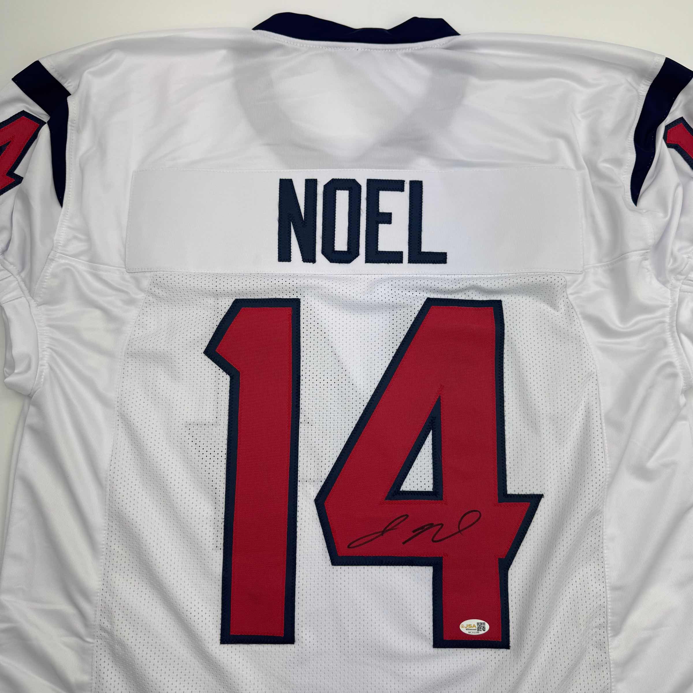 Autographed/Signed Jaylin Noel Houston White Football Jersey JSA COA