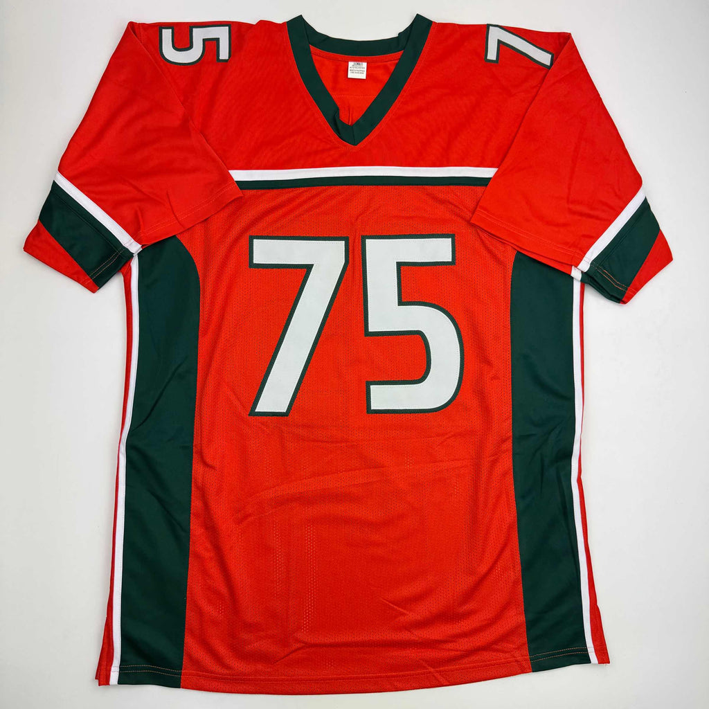 Autographed/Signed Vince Wilfork Miami Orange College Football Jersey Beckett BAS COA