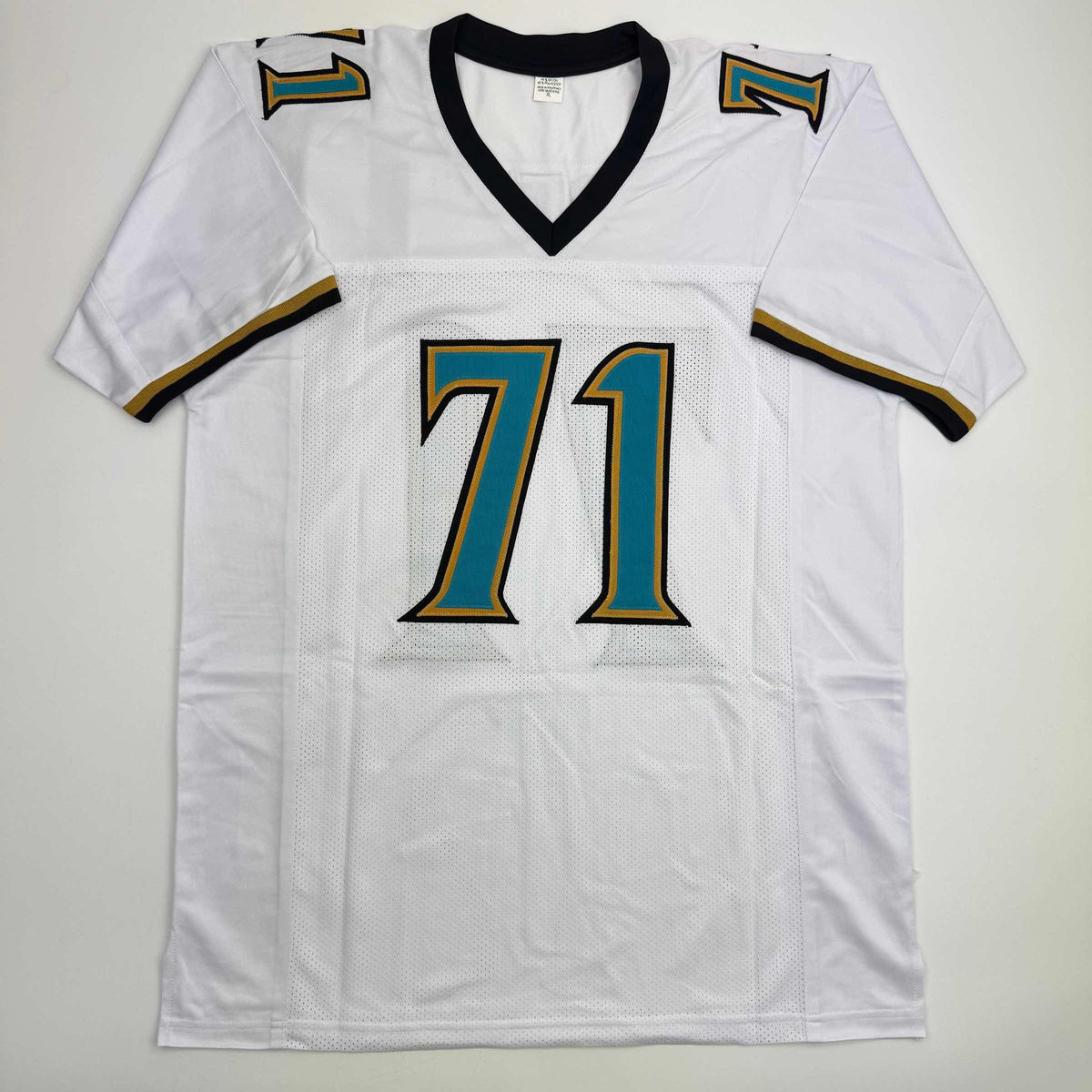 Autographed/Signed Tony Boselli HOF 22 Jacksonville White Football Jersey Beckett BAS COA