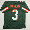 Autographed/Signed Akheem Mesidor Miami Green College Football Jersey Beckett BAS COA