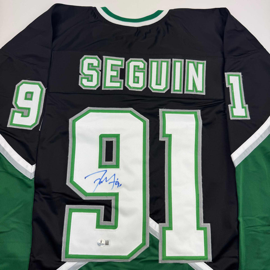 Autographed/Signed Tyler Seguin Dallas Black Hockey Jersey Beckett BAS COA