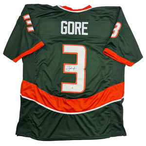 Autographed/Signed Frank Gore Miami Green Football Jersey JSA COA