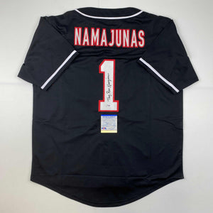 Autographed/Signed Thug Rose Namajunas UFC MMA Black Ultimate Fighting Jersey Shirt PSA/DNA COA
