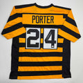 Autographed/Signed Joey Porter Jr. Pittsburgh Bumble Bee Football Jersey JSA COA