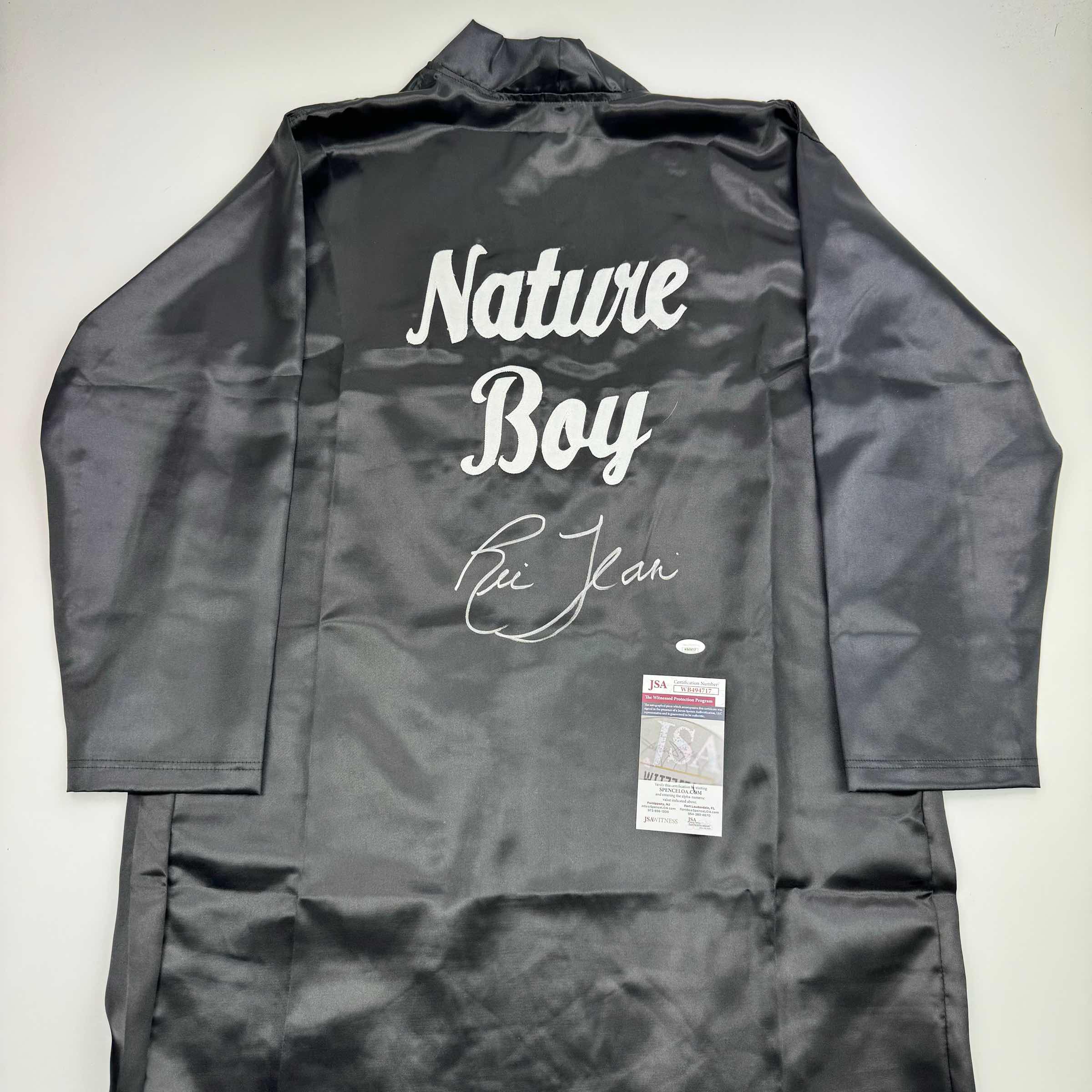 Autographed/Signed Ric Flair Nature Boy Black WWE Replica Wrestling Robe JSA COA #2