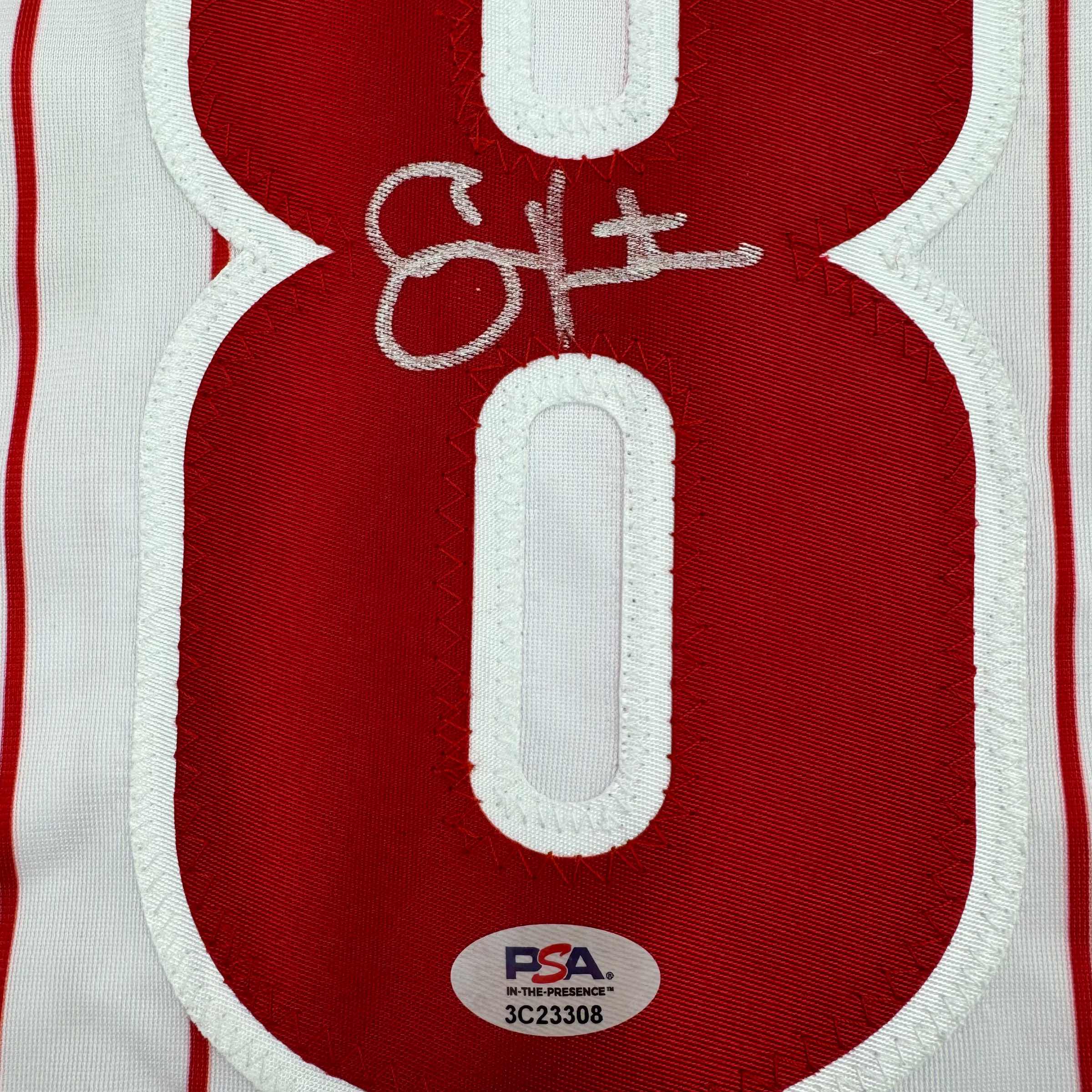 Autographed/Signed Shane Victorino Philadelphia Pinstripe Baseball Jersey PSA COA