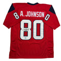 Autographed/Signed Andre Johnson HOF 24 Houston Texans Red Football Jersey JSA COA
