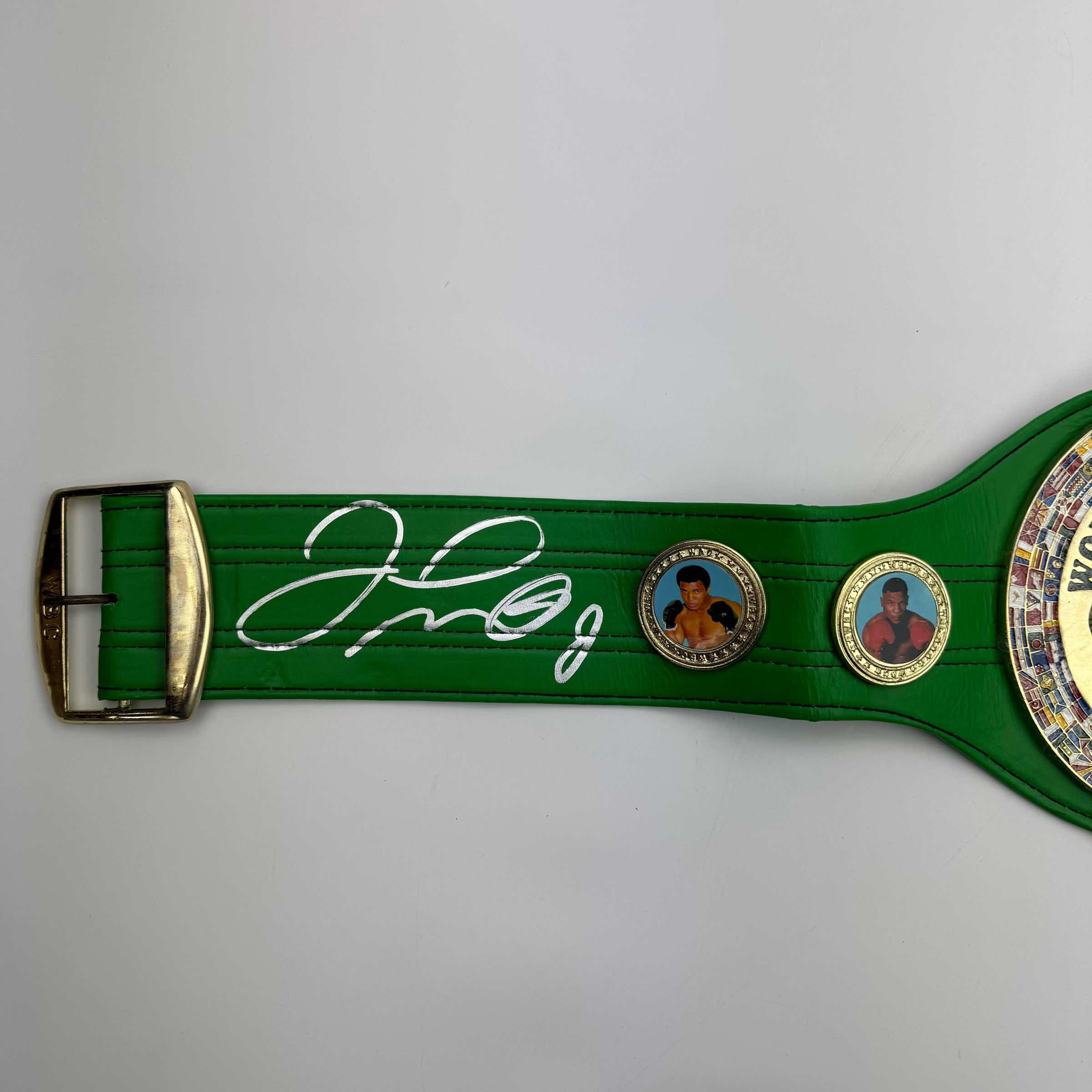Autographed/Signed Floyd Mayweather Jr. WBC Green Boxing Replica Championship Belt JSA COA