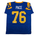 Autographed/Signed Orlando Pace St. Louis Retro Blue Football Jersey JSA COA