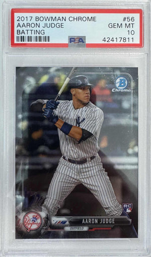 Graded 2017 Topps Bowman Chrome Aaron Judge #56 Batting Rookie RC Baseball Card PSA 10 Gem Mint
