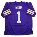 Autographed/Signed Warren Moon HOF 06 Minnesota Purple Football Jersey Beckett BAS COA